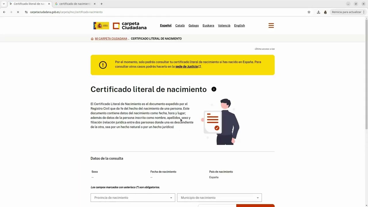 Certificado literal de nacimiento en España: qué es, cómo pedirlo y cuánto tarda